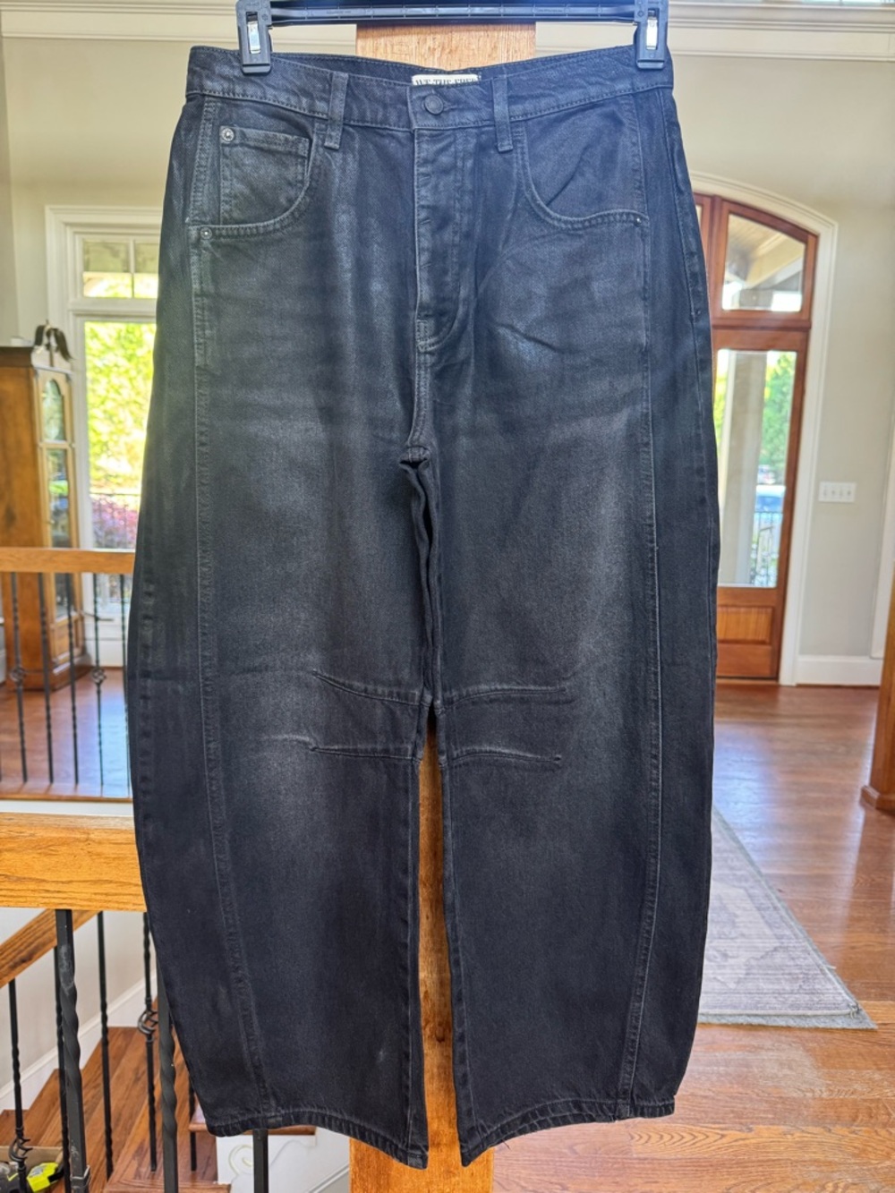 Free People We The Free Good Luck Black Coated midrise Barrel Jeans - Picture 3 of 9